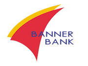 Logo text says Banner Bank, graphic is gold and red sail shape